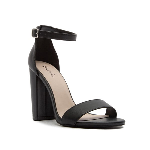 CASHMERE-01 Ankle Strap Black Heel Sandals