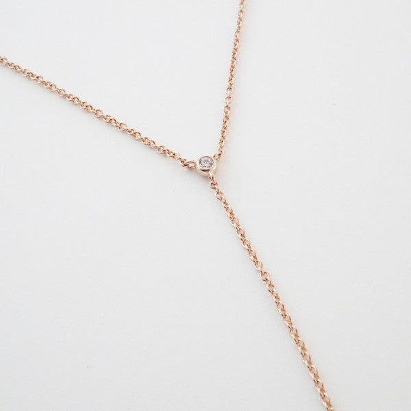 Seamless Thin Chained Crystal Lariat Necklace