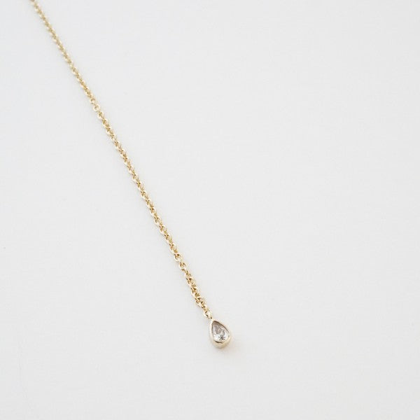 Seamless Thin Chained Crystal Lariat Necklace