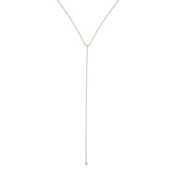 Seamless Thin Chained Crystal Lariat Necklace