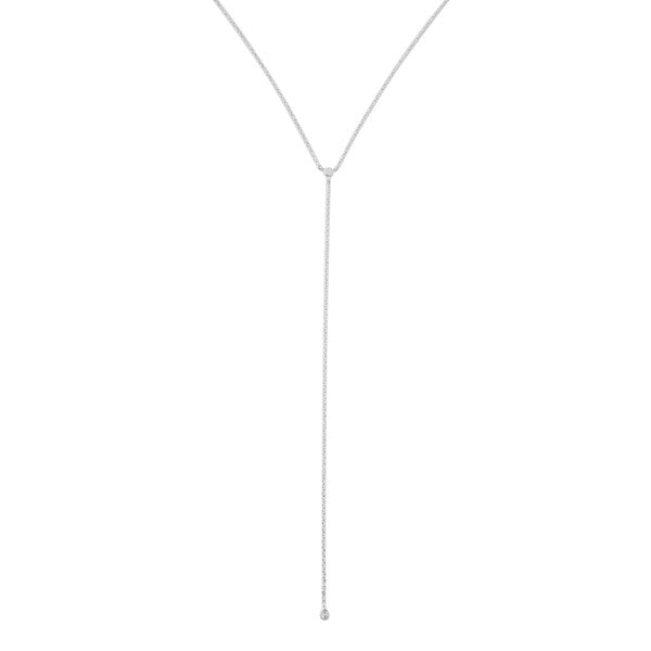 Seamless Thin Chained Crystal Lariat Necklace