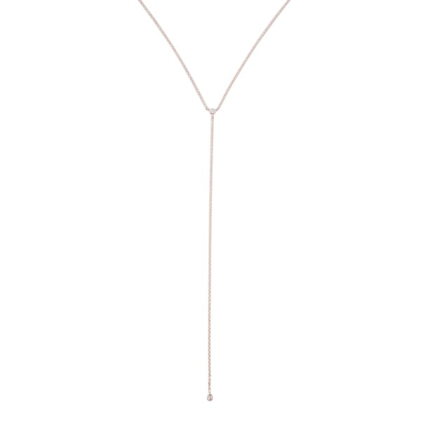 Seamless Thin Chained Crystal Lariat Necklace