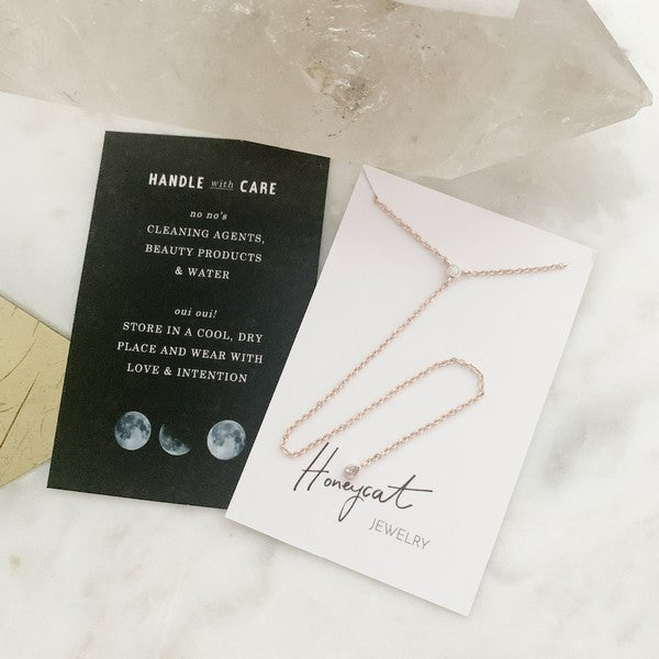 Seamless Thin Chained Crystal Lariat Necklace