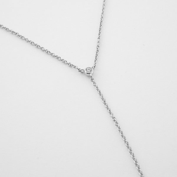 Seamless Thin Chained Crystal Lariat Necklace