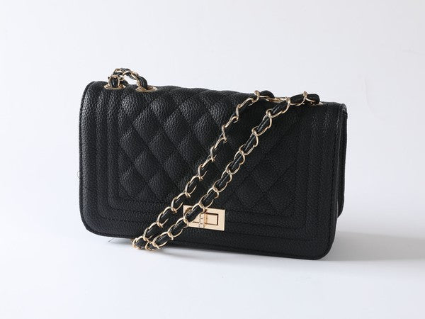 PU LEATHER QUILTED SHOULDER FASHION BAG
