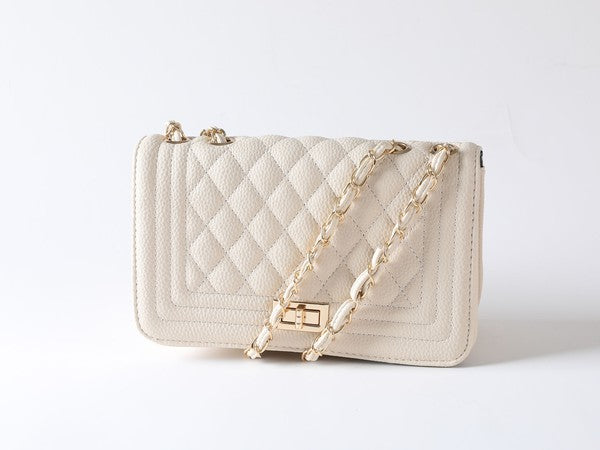 PU LEATHER QUILTED SHOULDER FASHION BAG