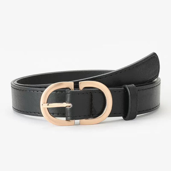 Chic Gold Hardware Vegan Leather D-Ring Belt