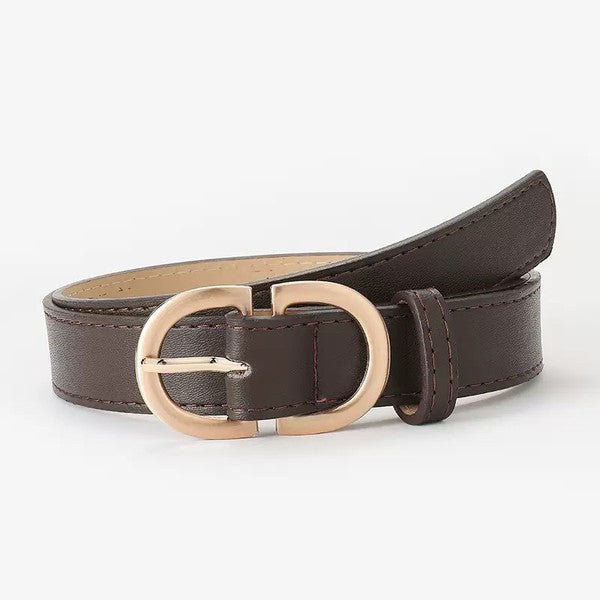 Chic Gold Hardware Vegan Leather D-Ring Belt