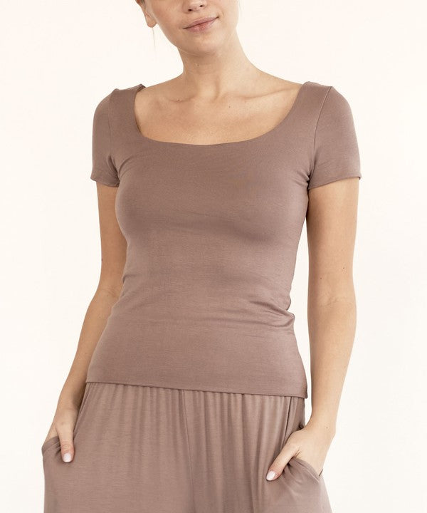 ORGANIC BAMBOO DOUBLE LAYERED CAP SLEEVE TOP