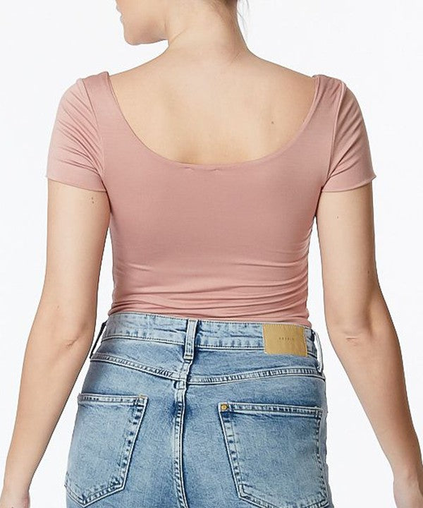 ORGANIC BAMBOO DOUBLE LAYERED CAP SLEEVE TOP