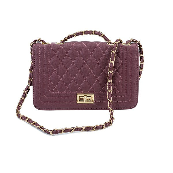 PU LEATHER QUILTED SHOULDER FASHION BAG