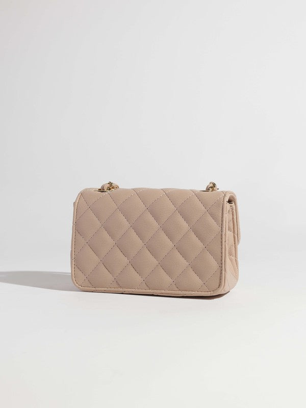 FAUX LEATHER QUILTED CROSSBODY BAG