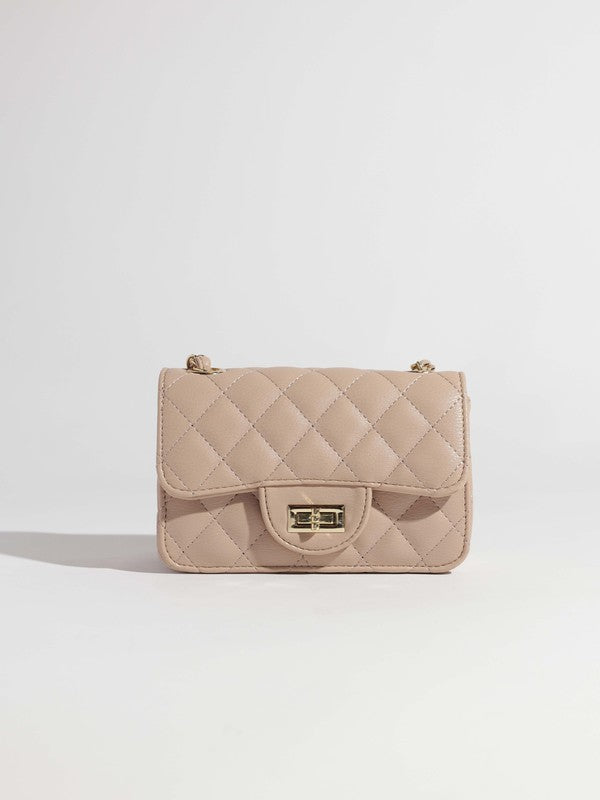 FAUX LEATHER QUILTED CROSSBODY BAG