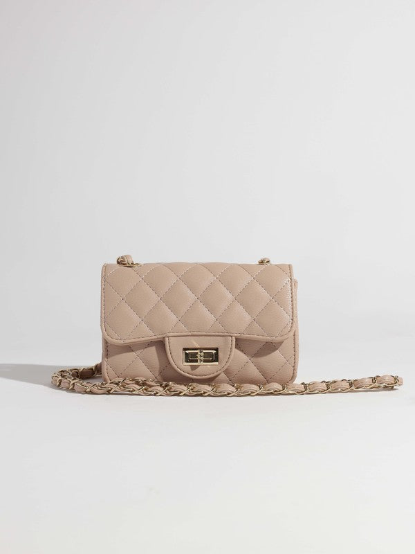 FAUX LEATHER QUILTED CROSSBODY BAG