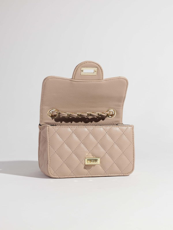 FAUX LEATHER QUILTED CROSSBODY BAG