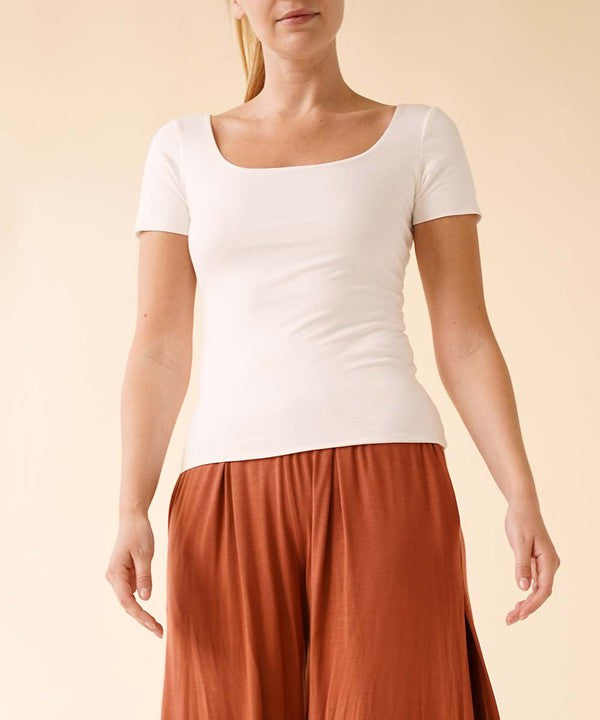 ORGANIC BAMBOO DOUBLE LAYERED CAP SLEEVE TOP