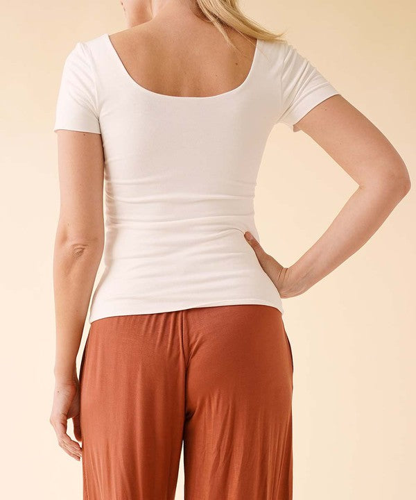 ORGANIC BAMBOO DOUBLE LAYERED CAP SLEEVE TOP