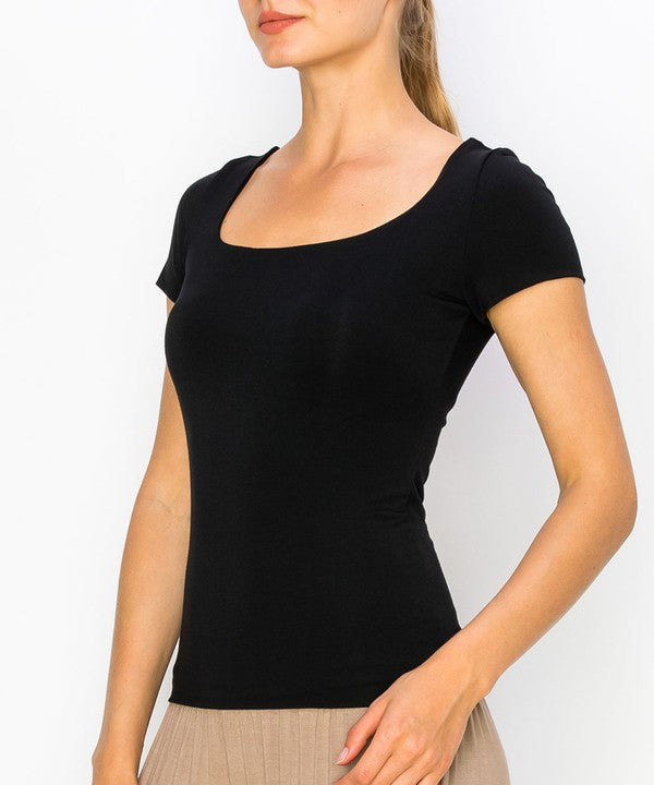 ORGANIC BAMBOO DOUBLE LAYERED CAP SLEEVE TOP