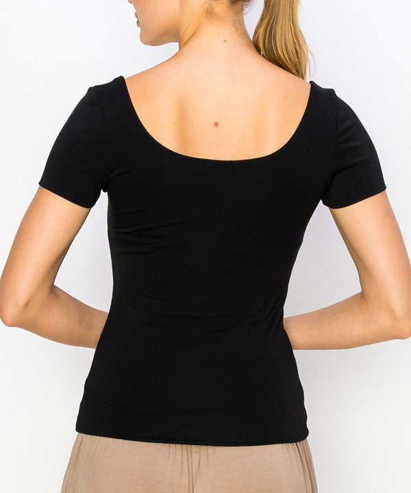 ORGANIC BAMBOO DOUBLE LAYERED CAP SLEEVE TOP