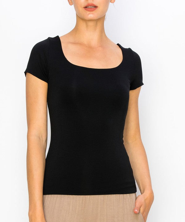 ORGANIC BAMBOO DOUBLE LAYERED CAP SLEEVE TOP