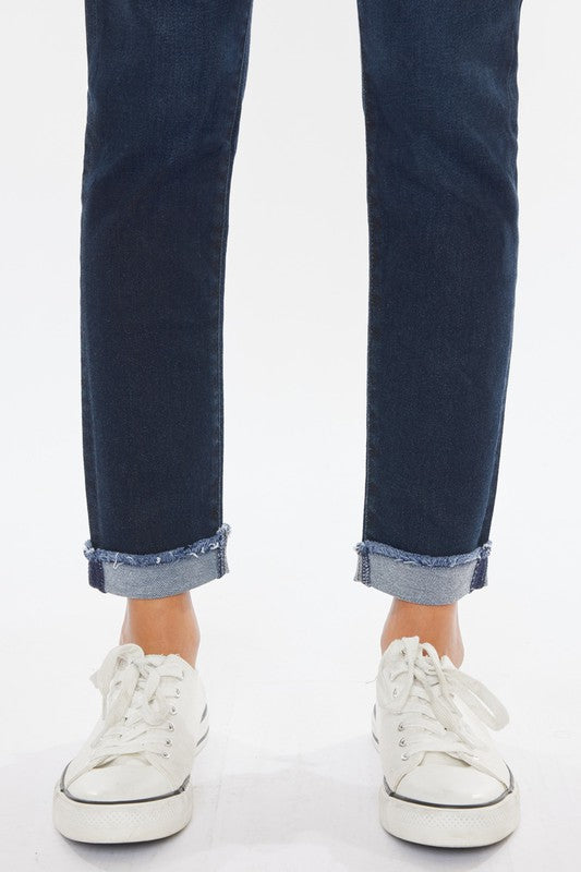 High Rise Dark Wash Ankle Cigarette Denim