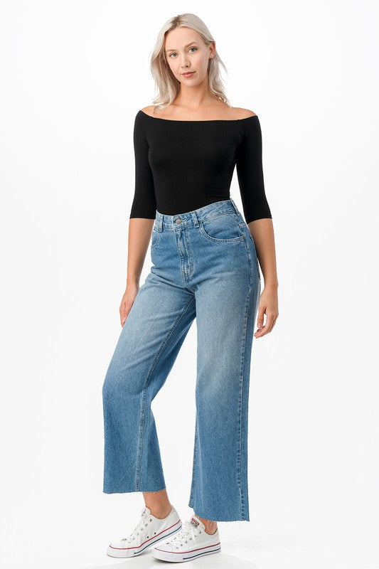 Chic Sleek stretch knit Off-the-Shoulder Top