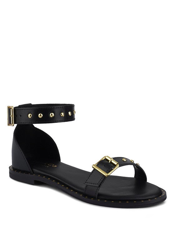 Open Toe ROSEMARY Buckle Straps Flat Sandals