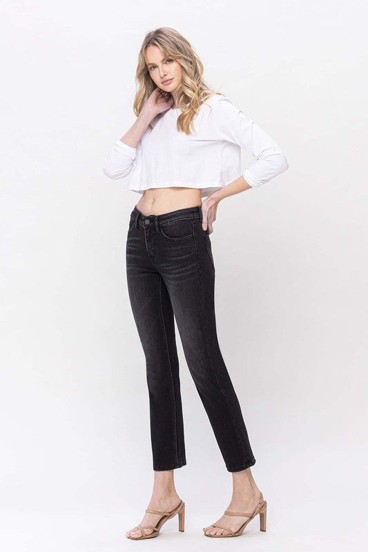 Timeless Mid Rise Ankle Slim Straight Jeans