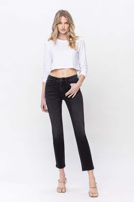 Timeless Mid Rise Ankle Slim Straight Jeans