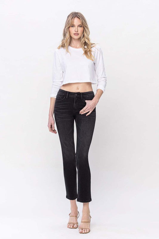 Timeless Mid Rise Ankle Slim Straight Jeans