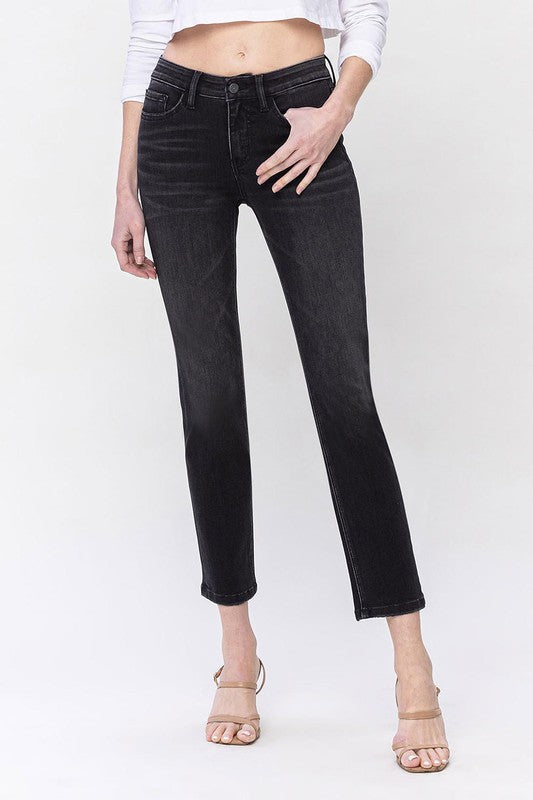 Timeless Mid Rise Ankle Slim Straight Jeans