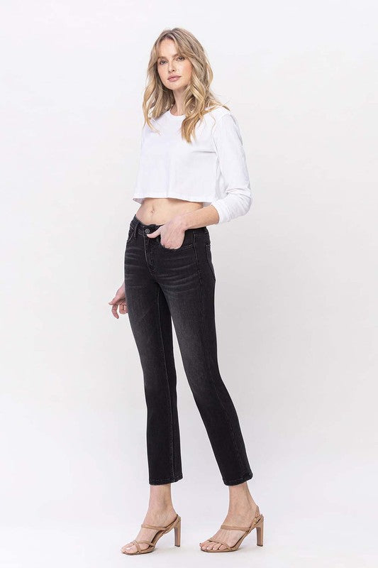 Timeless Mid Rise Ankle Slim Straight Jeans