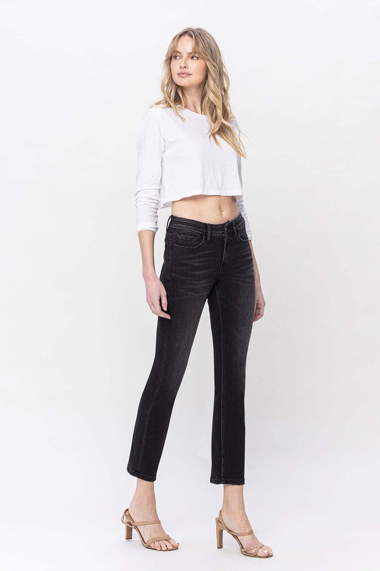 Timeless Mid Rise Ankle Slim Straight Jeans