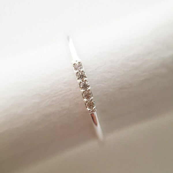 Chic Mini Crystal Row Thin Smooth Ring