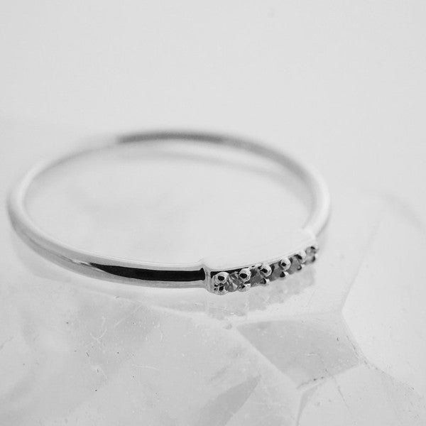 Chic Mini Crystal Row Thin Smooth Ring