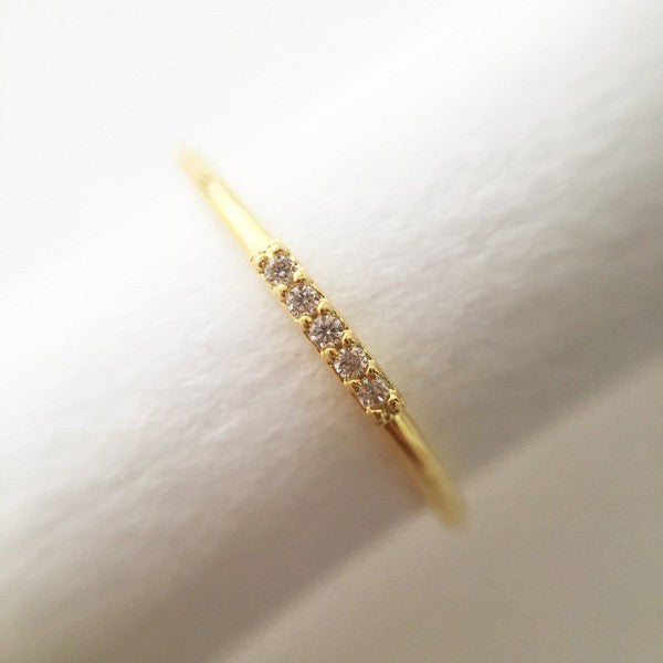 Chic Mini Crystal Row Thin Smooth Ring