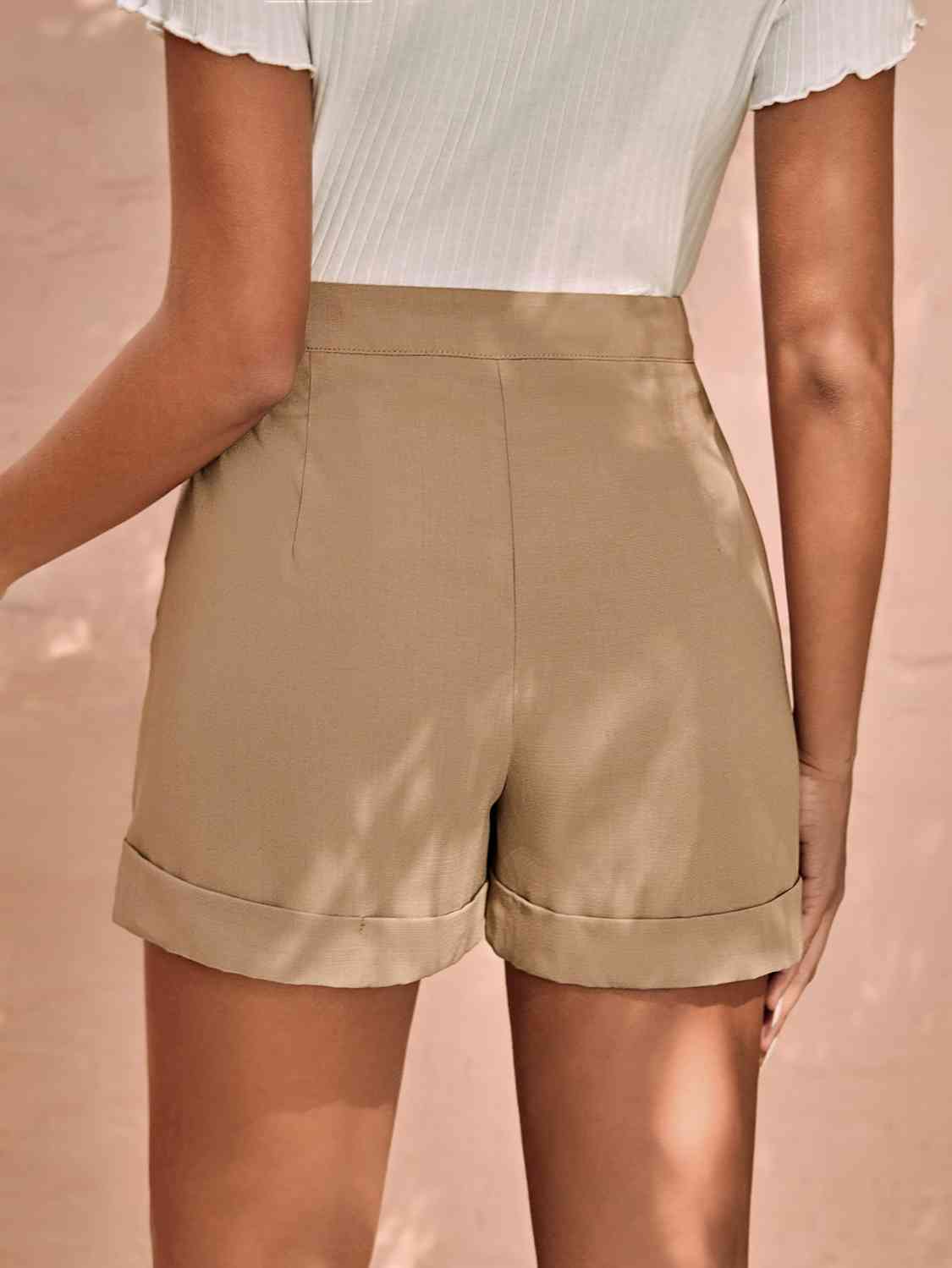 Minimalist Style High Waist Khaki Shorts