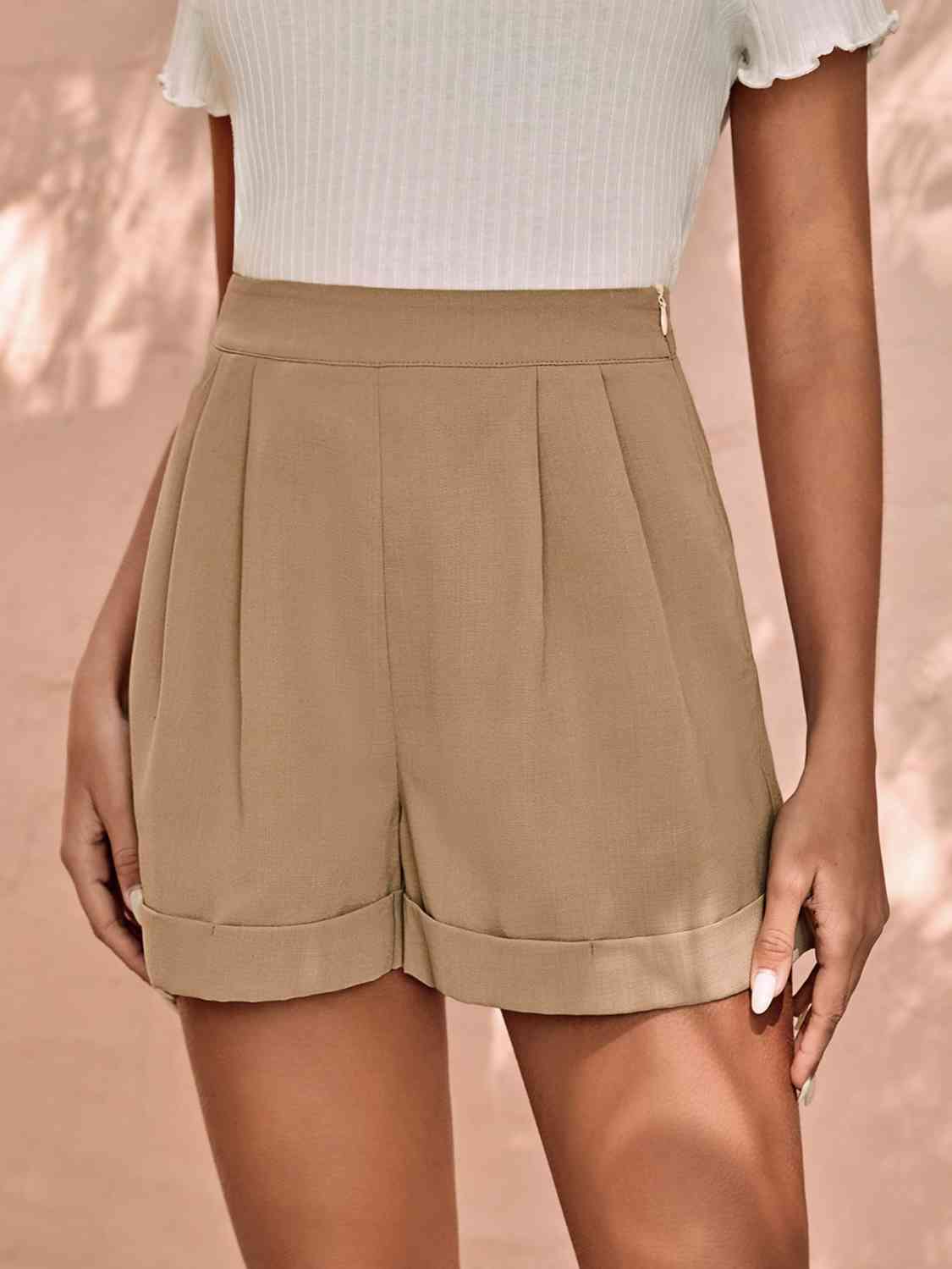 Minimalist Style High Waist Khaki Shorts